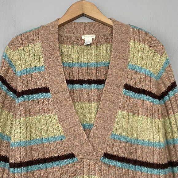 Maurices Sweater Size XL Retro Striped Rib Knit Y2K 90s Academia Preppy Grunge - Picture 3 of 6